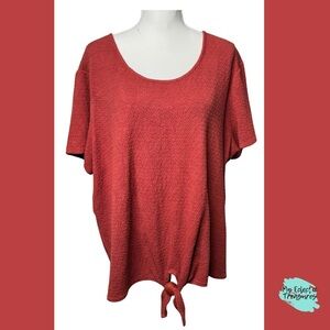 Rust Colored Relaxed Tie Front Short Sleeve Blouse 3X